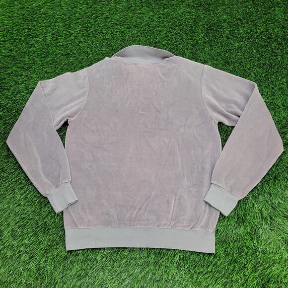 Vintage 80s MOD Velour Collared Sweater Womens S/M 19x23 Crop - Picture 3 of 10